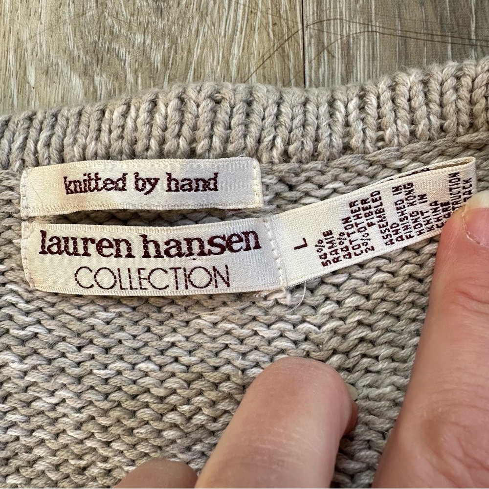 VTG Lauren Hansen Holiday Winter Christmas Sweater Vest Womens Sz L Hand Knitted - Picture 2 of 3